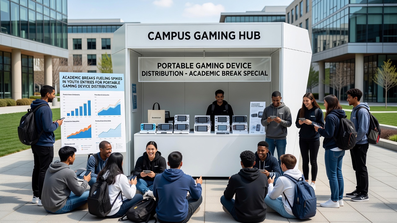 Chart displaying entry volume spikes for gaming hardware during academic breaks