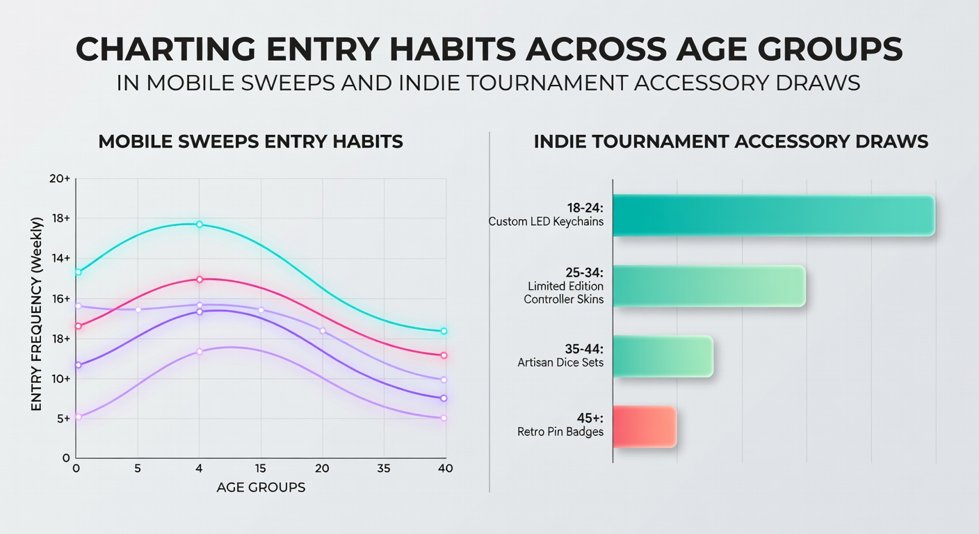 Infographic displaying entry patterns by age group in mobile sweepstakes and indie tournament accessory draws