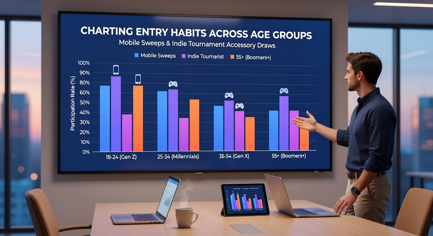 Detailed chart illustrating how different age demographics engage with indie tournament accessory draws and mobile sweepstakes over time