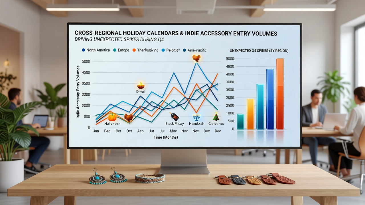 Chart displaying entry volume increases across different regions during overlapping holiday periods