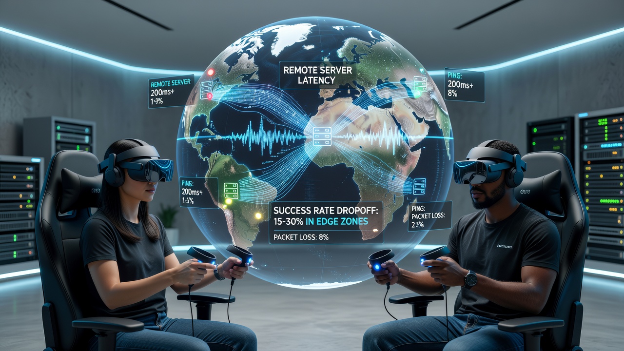 Diagram illustrating latency effects on VR headset inputs during timed contest challenges