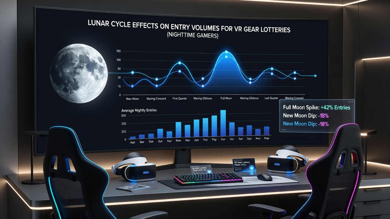 Graphs showing entry volume fluctuations aligned with lunar calendar for VR lottery participants