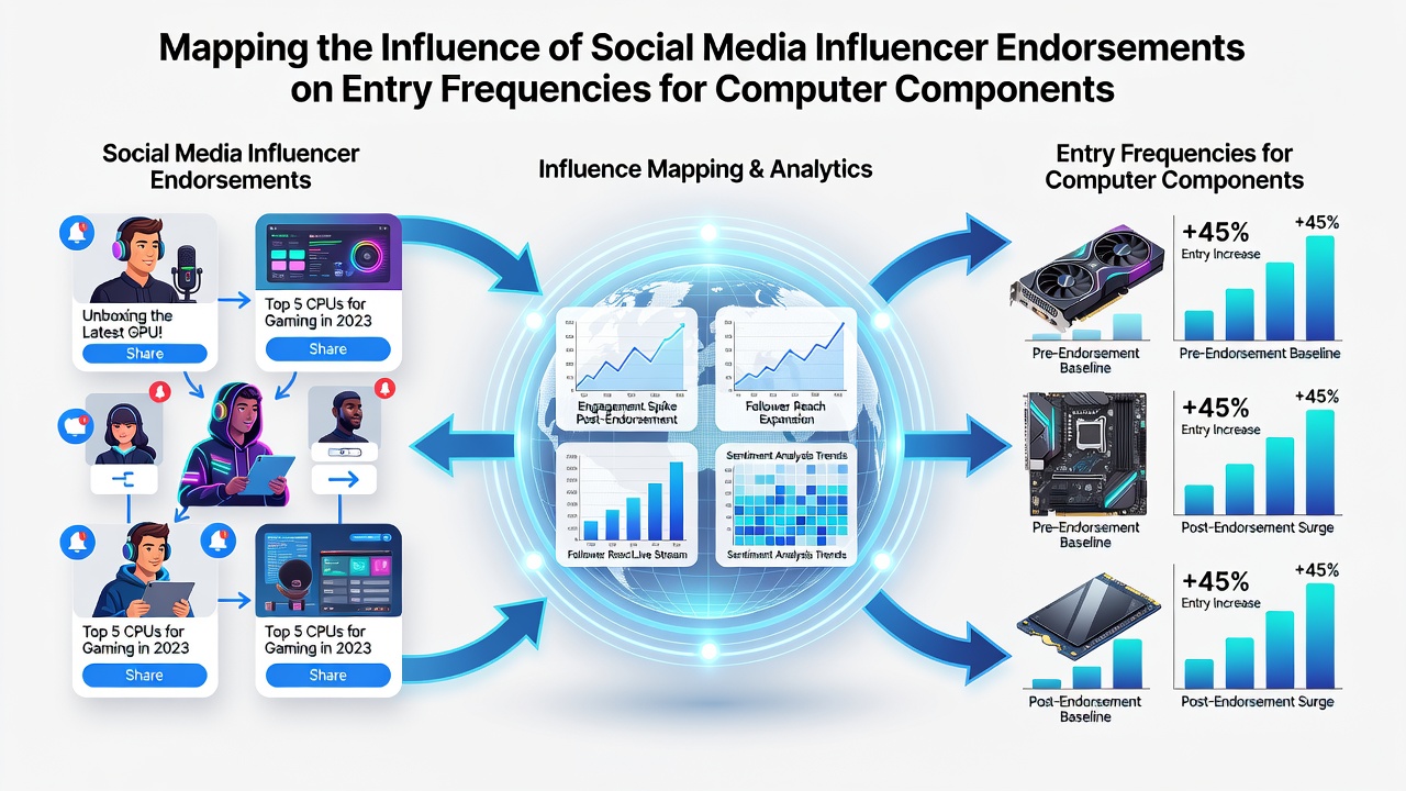 Data charts showing entry frequency spikes after influencer endorsements for PC hardware