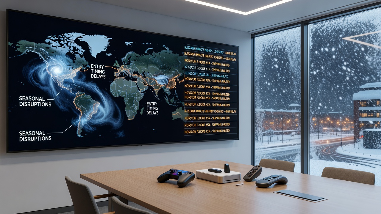 Isolated player entering a console accessory lottery during a weather window