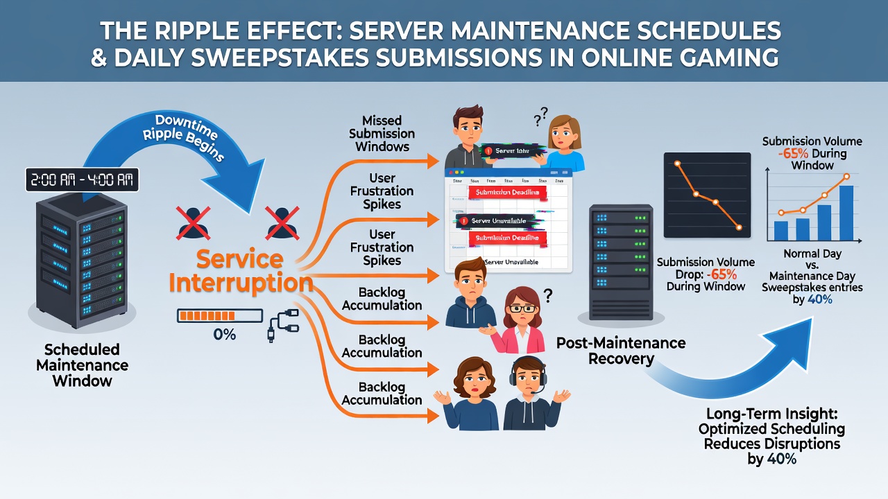 Community members adjusting sweepstakes entry routines around scheduled server maintenance in popular online titles