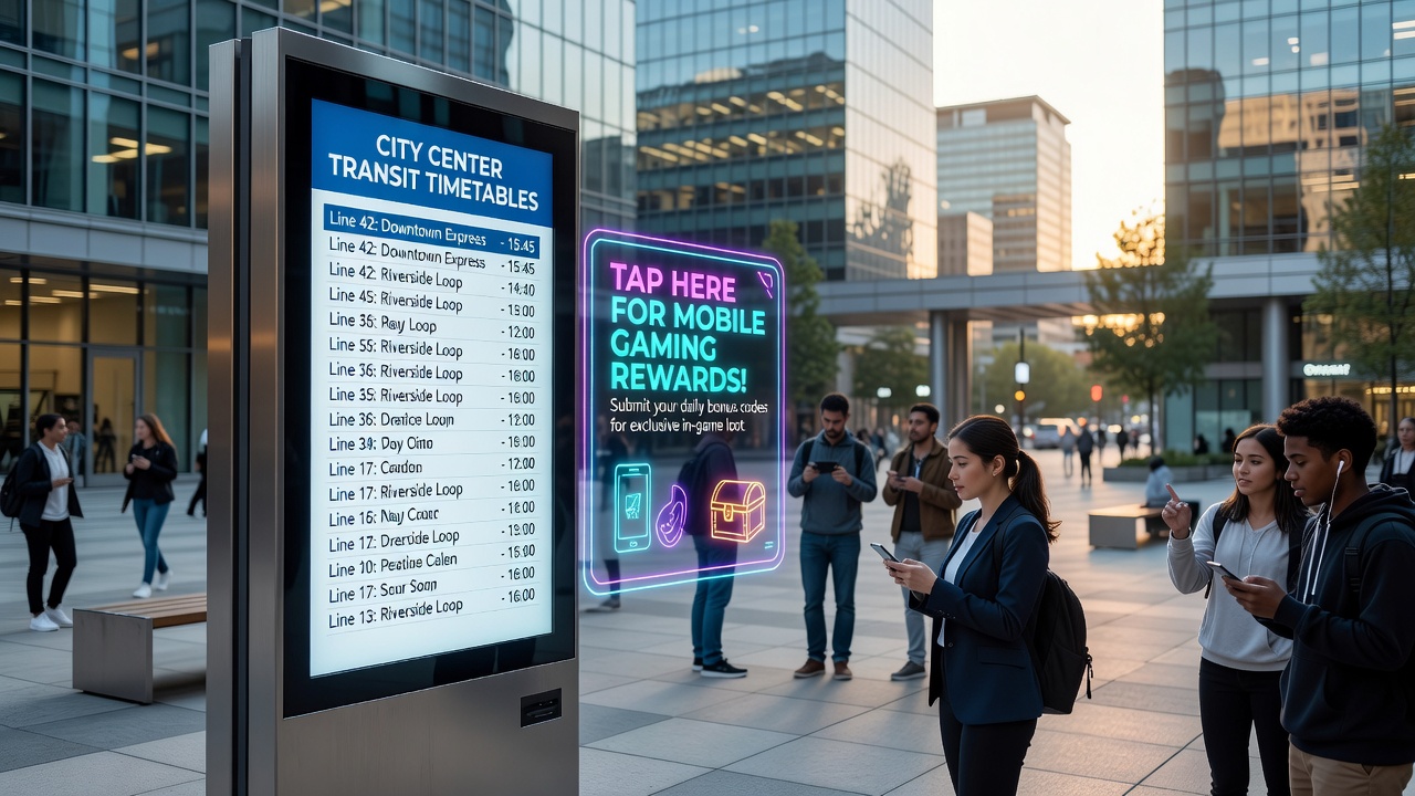 Commuters checking mobile devices at a busy city transit hub during scheduled service intervals