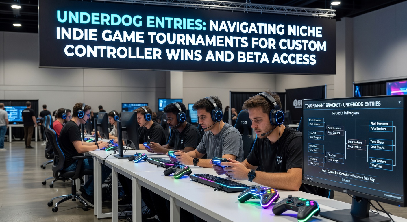 Close-up of a custom indie-themed controller prize next to a beta access code printout, captured during a small tournament award ceremony
